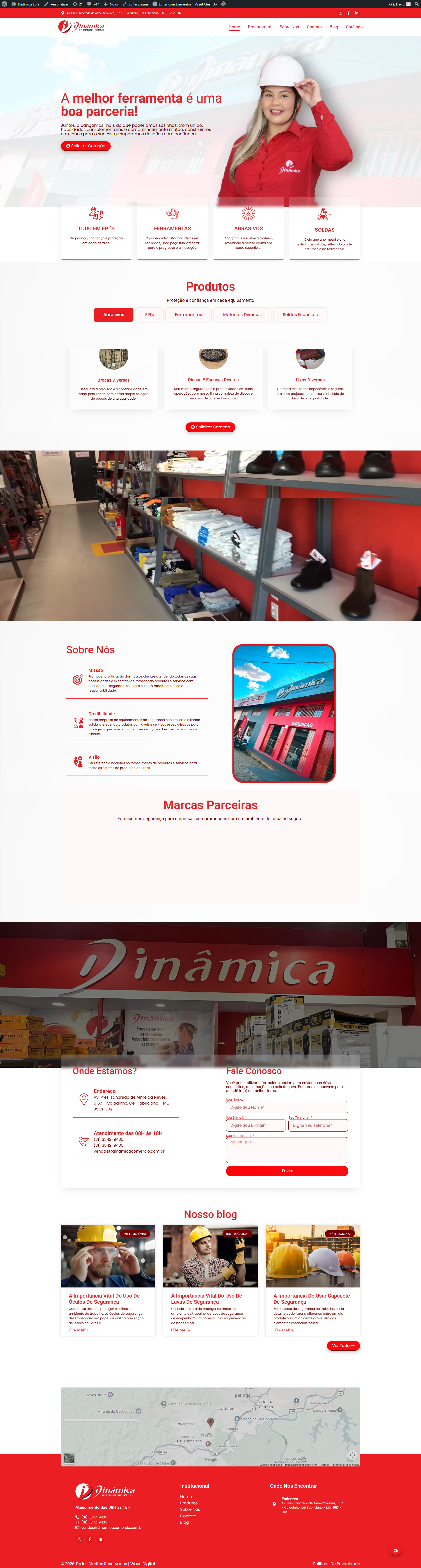 Screenshot do site Dinâmica EPI
