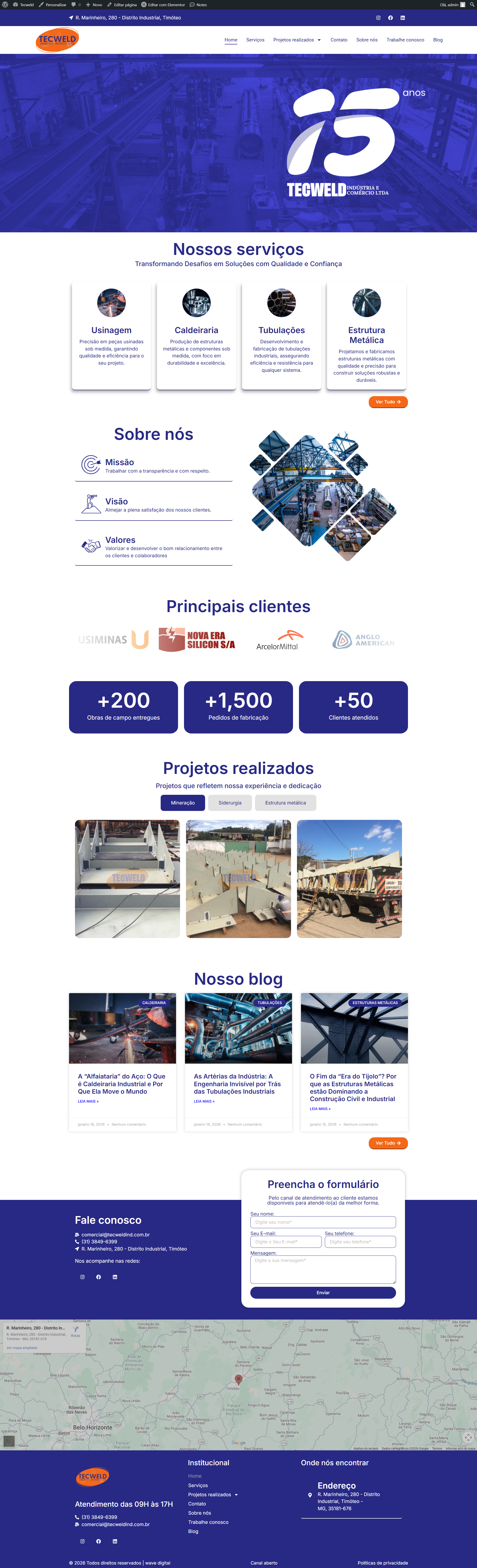 Screenshot do site Tecweld Indústria